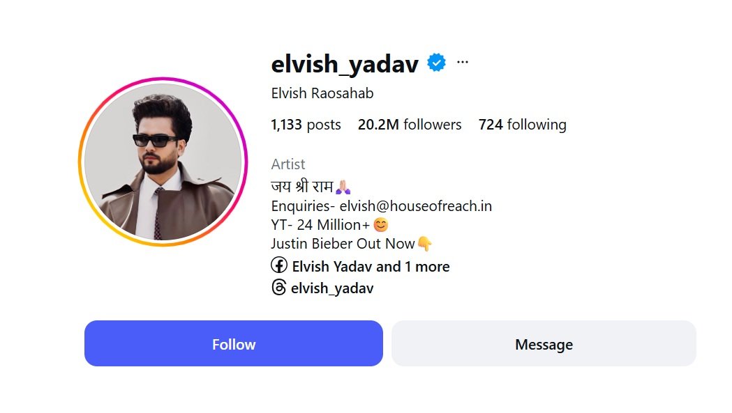Elvish Yadav Instagram Followers